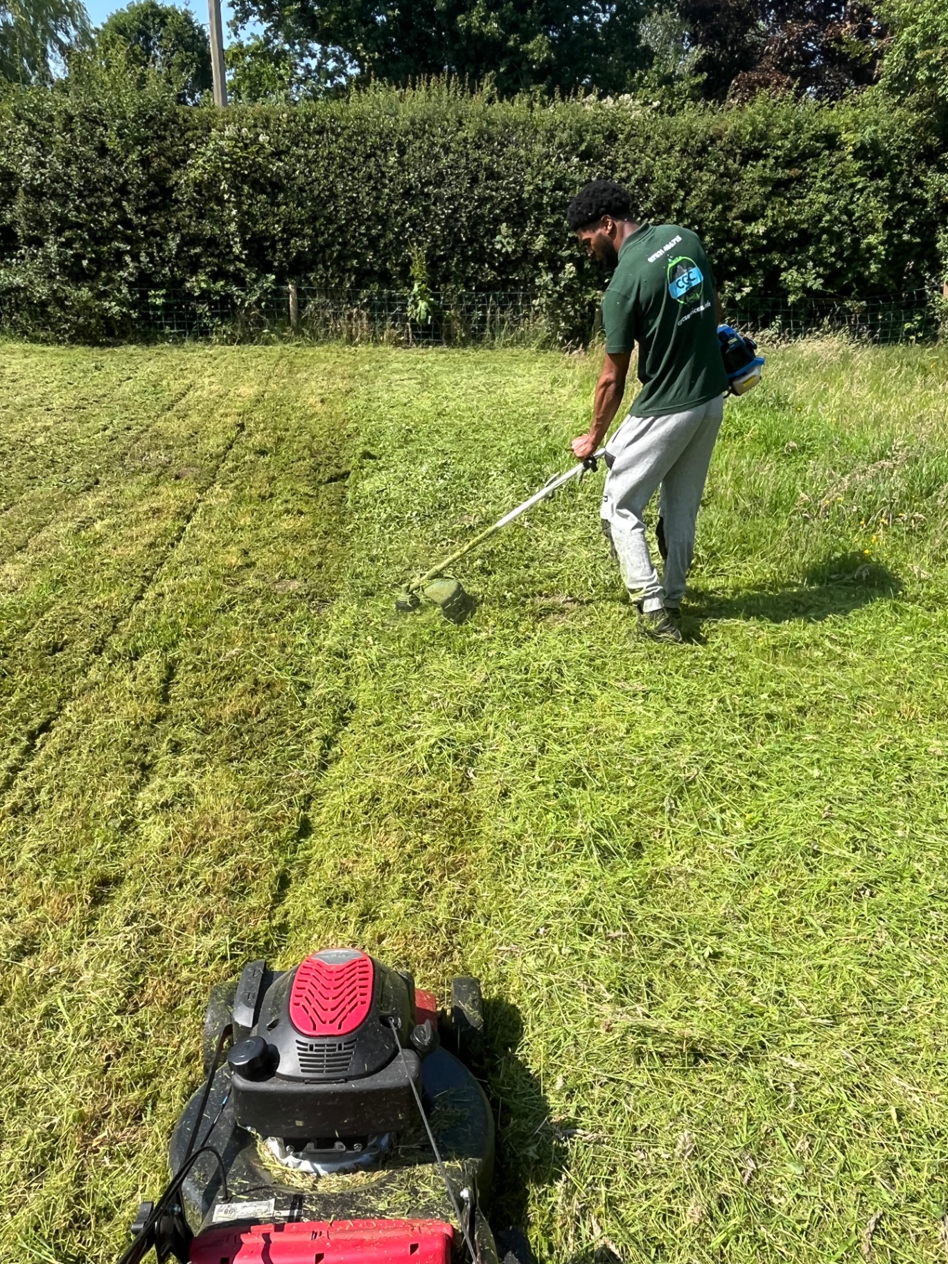CGC Services strimming and lawn mowing in action